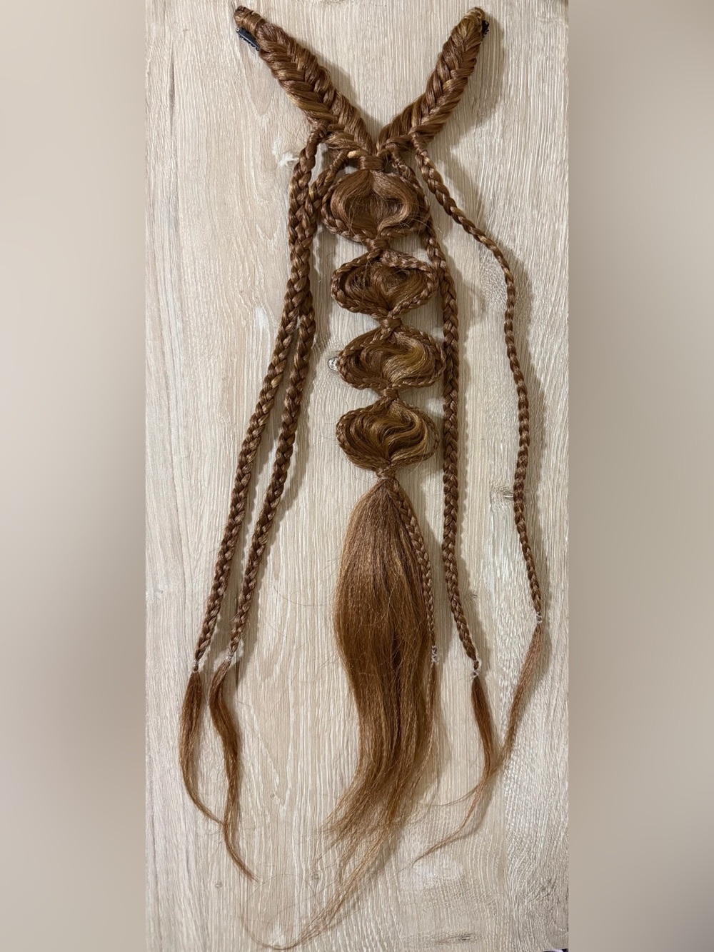 NIP Clip in Braid Hair Extension In Warm Brown with Highlights